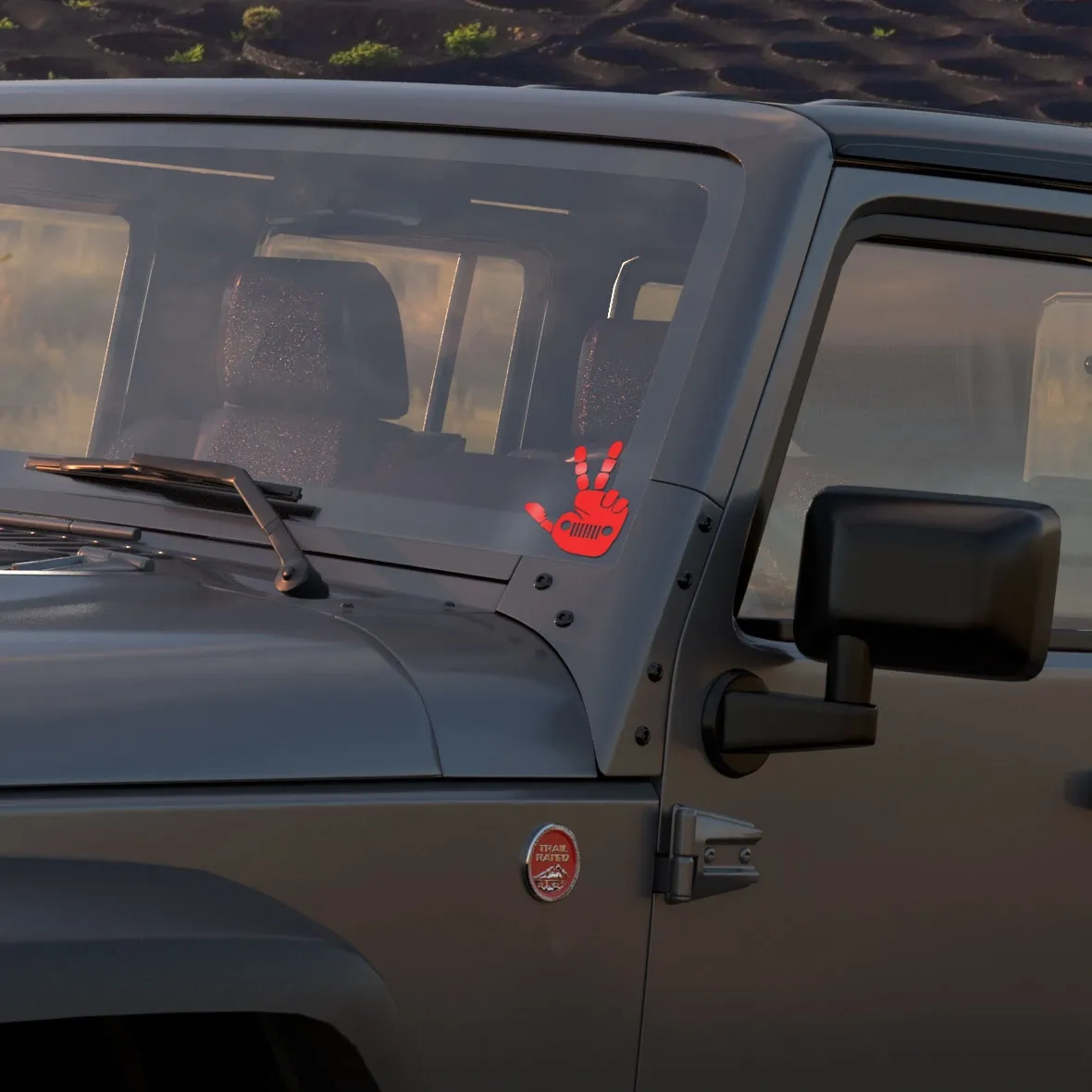 Visco Jeep Wave Hand Print Graphic, Red