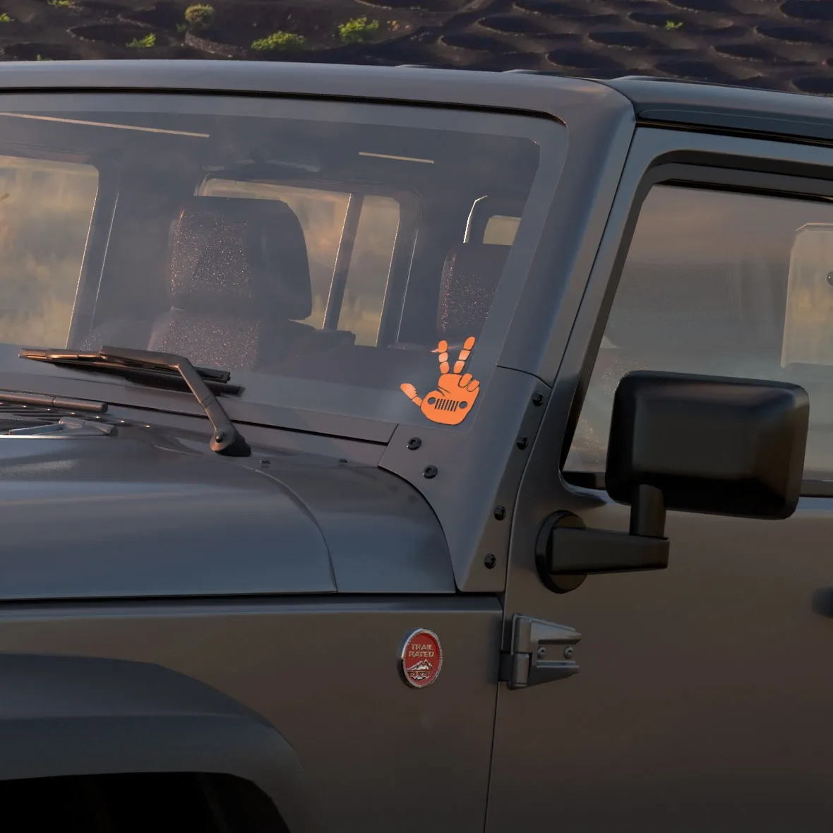 Visco Jeep Wave Hand Print Graphic, Orange