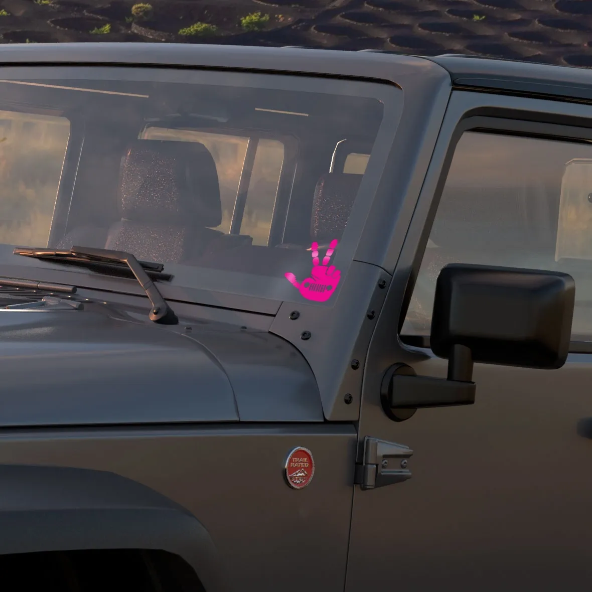 Visco Jeep Wave Hand Print Graphic, Pink