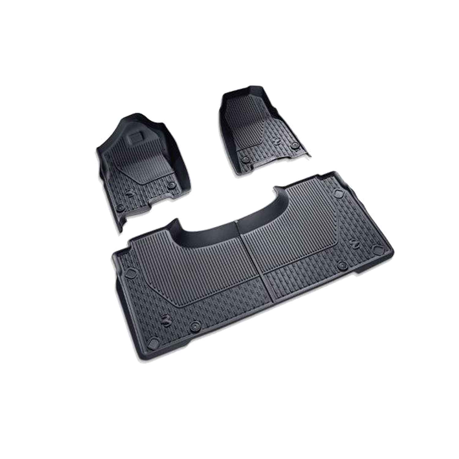 All-Weather Floor Mats, Front & Rear -- Quad Black -- Rebel Black with Red Rams Head