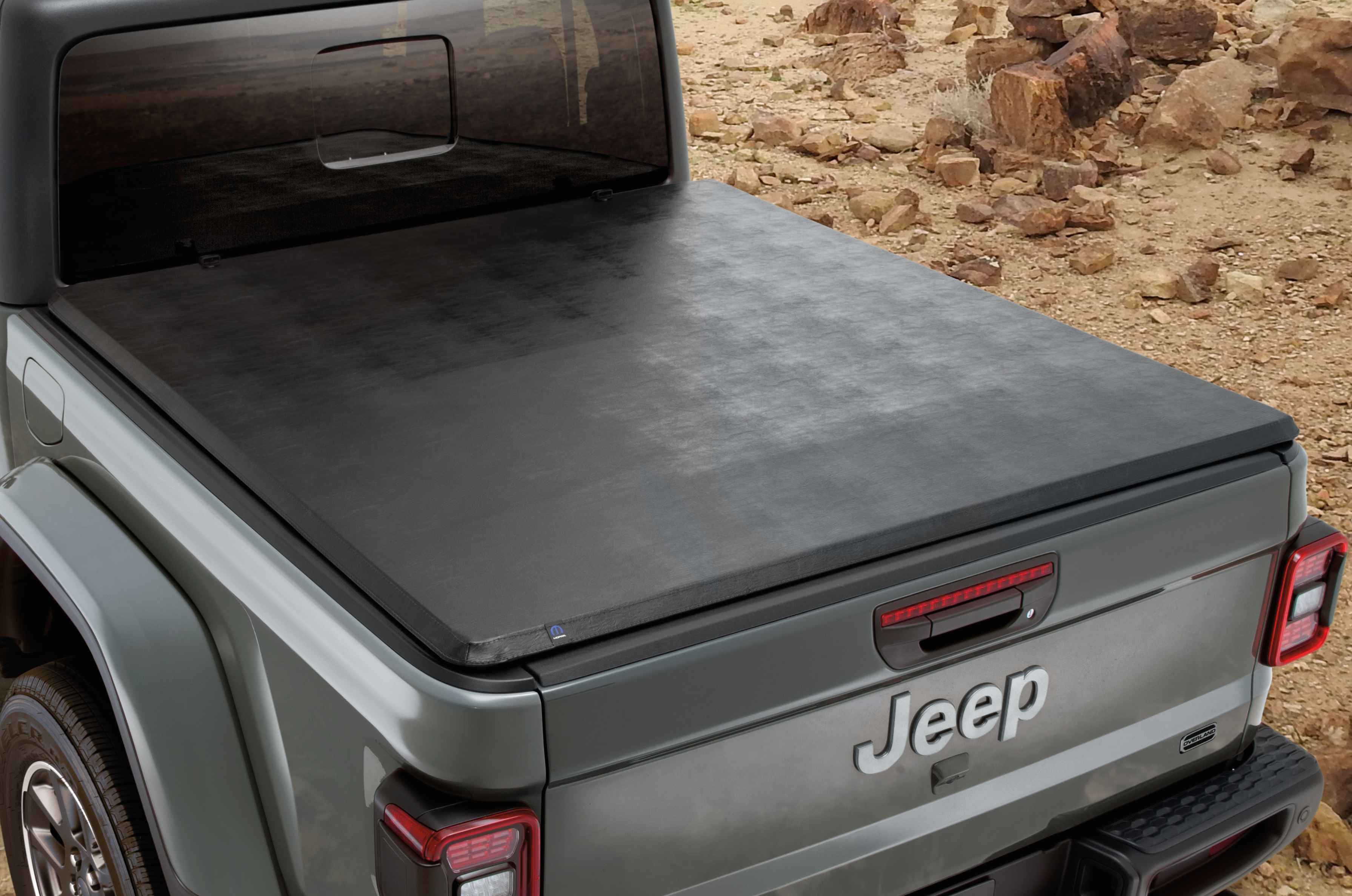 OEM 2021 Jeep Gladiator Tonneau Cover, Soft TriFold (Part 82216371AB)