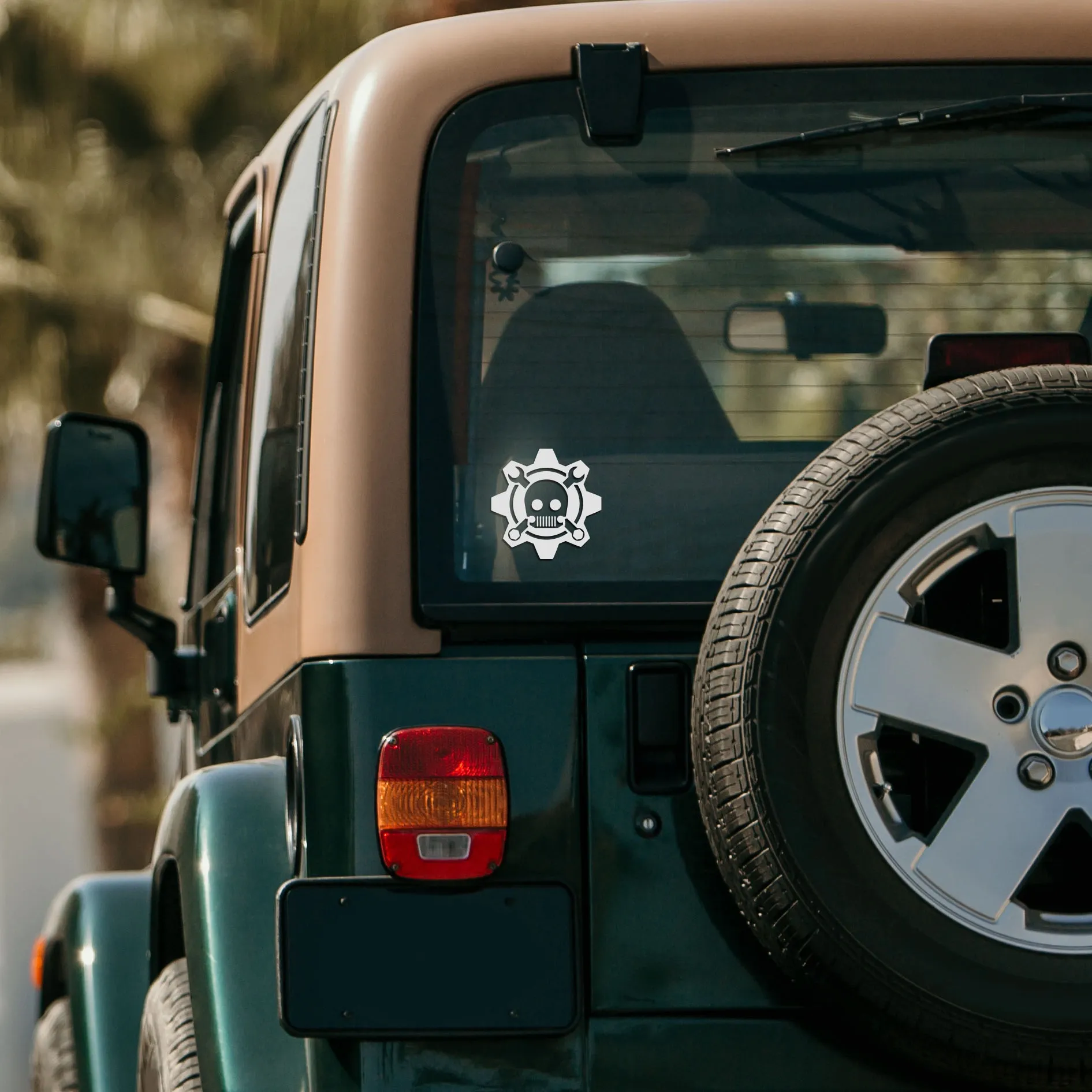 2023 Jeep Wrangler JL 2-Door Visco Skull and Crossed Wrenches Graphic, Matte White 68663172AA