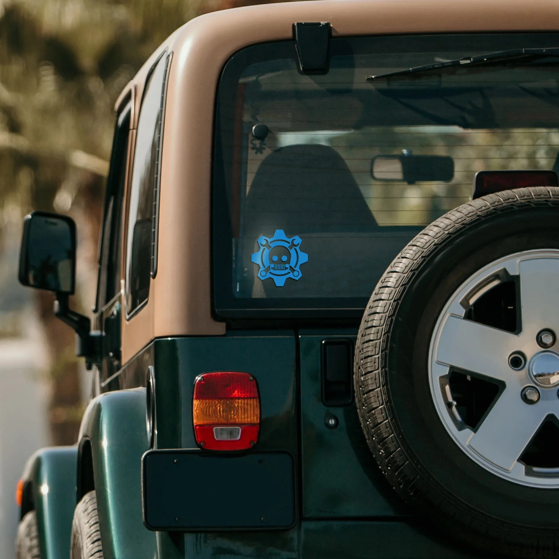 2013 Jeep Wrangler JK 4-Door Visco Skull and Crossed Wrenches Graphic, Blue 68663174AA