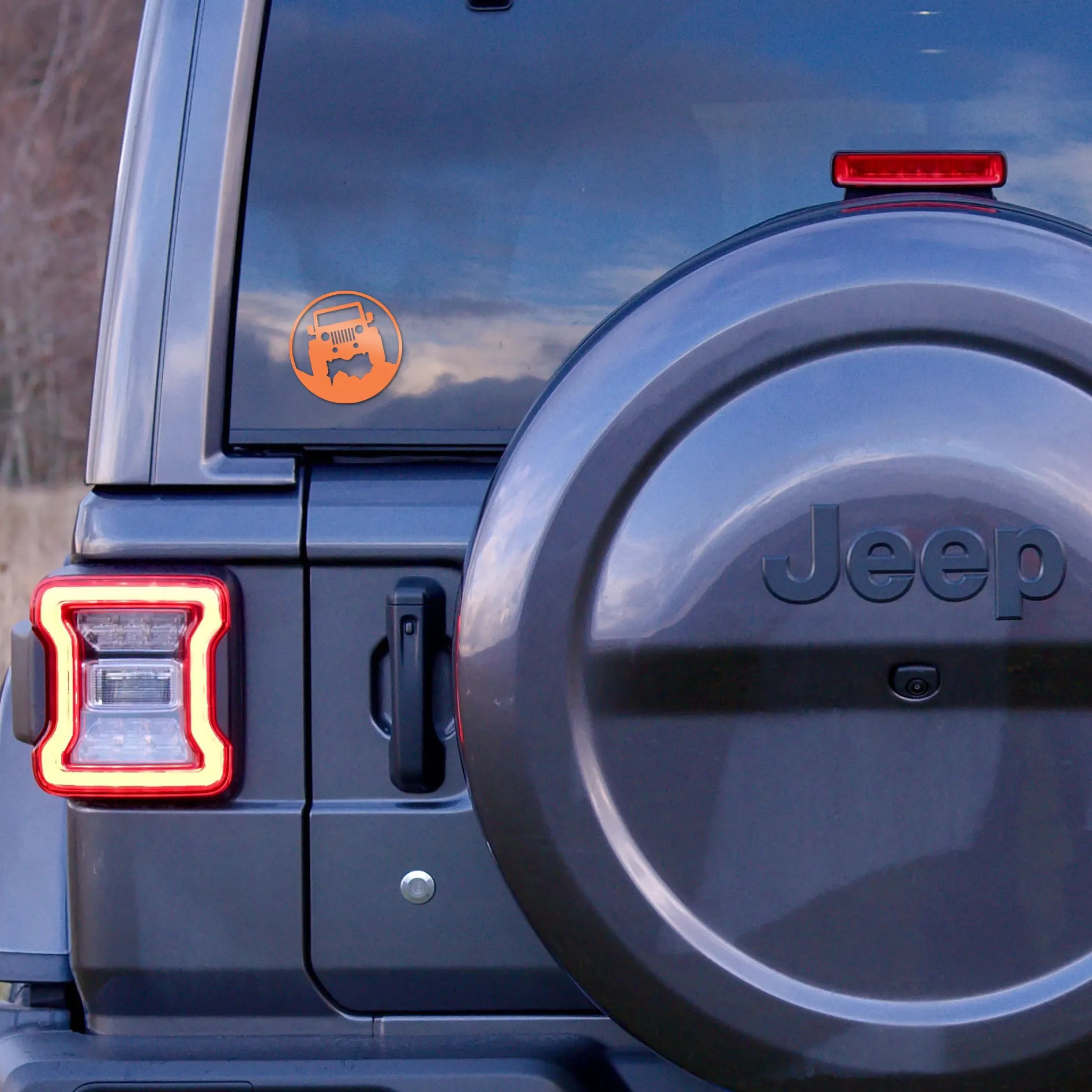 2014 Jeep Wrangler JK 2-Door Visco Jeep Silhouette Circle Graphic, Orange 68663187AA