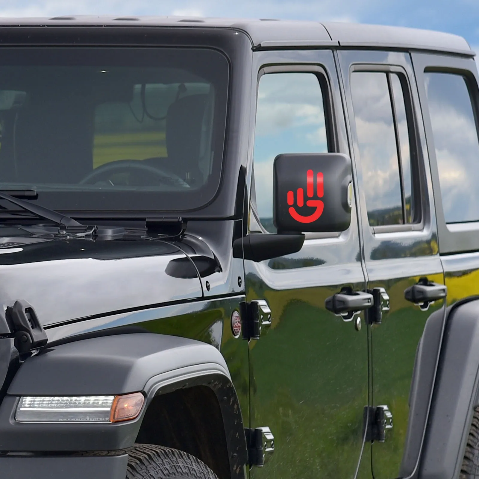 2014 Jeep Wrangler JK 2-Door Visco Jeep Wave Smile Hand Graphic, Red 68663230AA