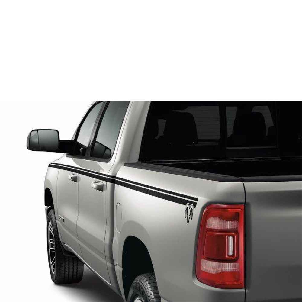 2020 RAM 1500 Black Bodyside Graphic - Quad Cab with 6 4 Bed 82215531AB