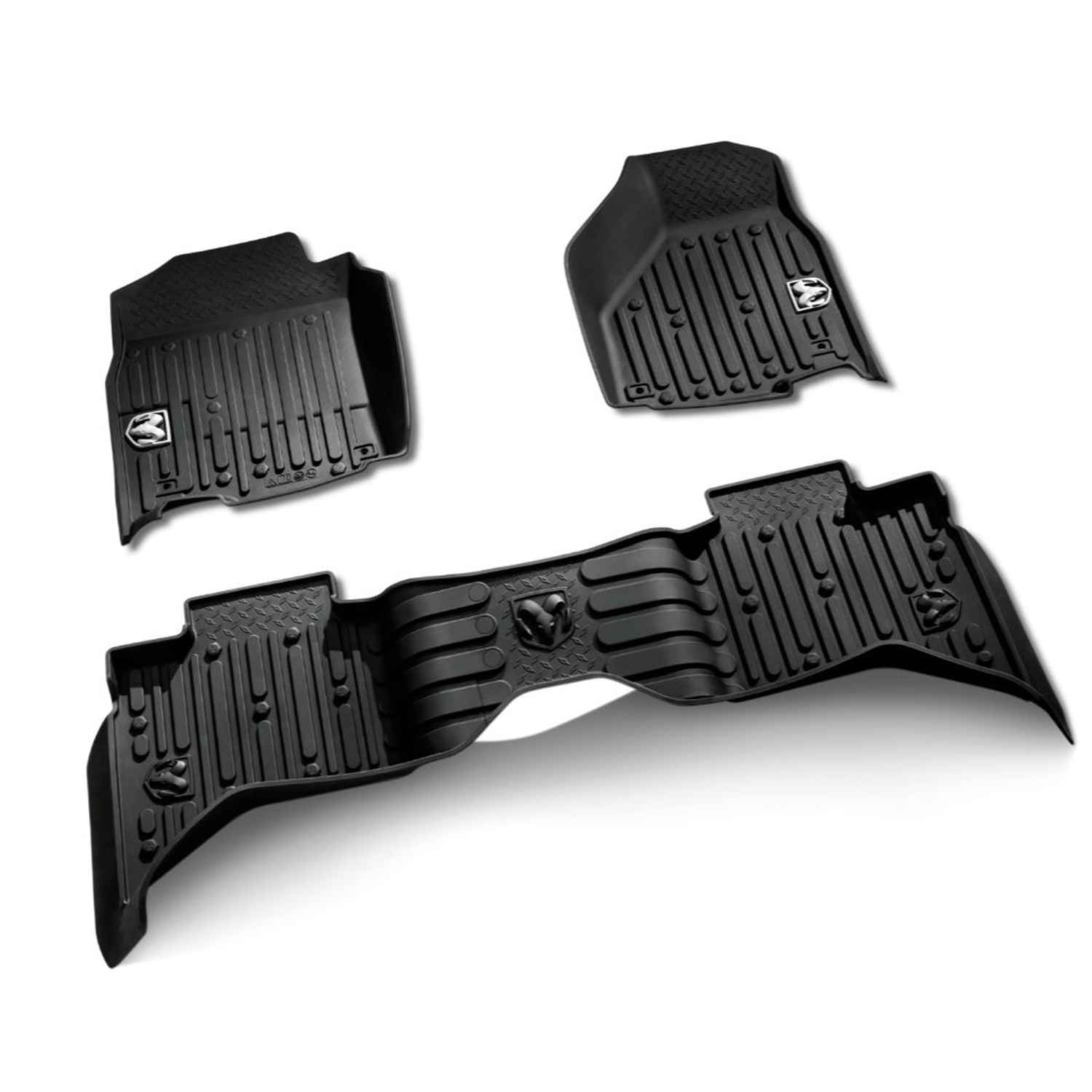 OEM 2016 Ram 4500 Chassis Cab All-weather Floor Mats, bucket-style, Regular Cab, Black (Part #82215579AB)