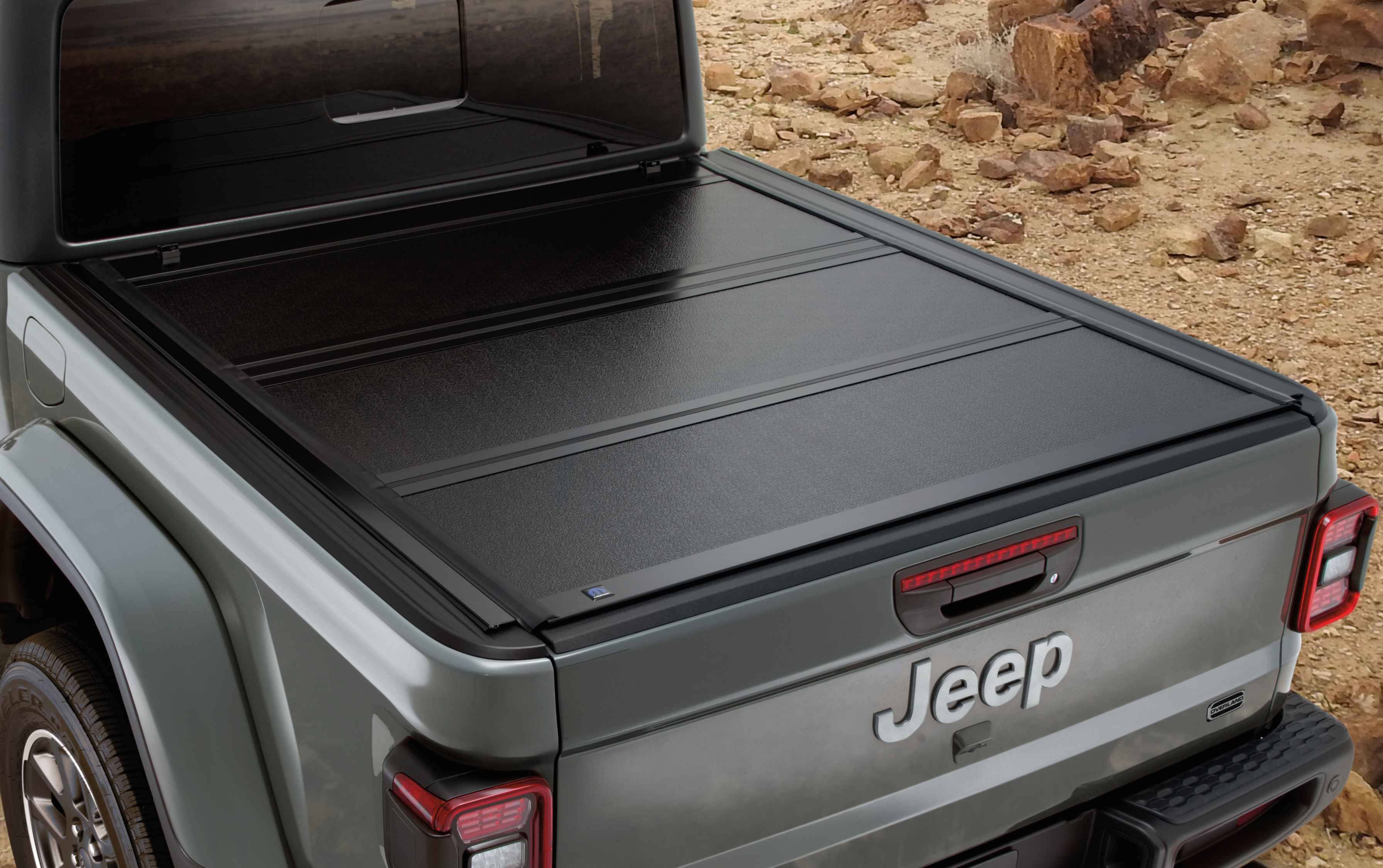 OEM 2021 Jeep Gladiator Tonneau Cover, Hard Tri-Fold (Part #82216372AA)